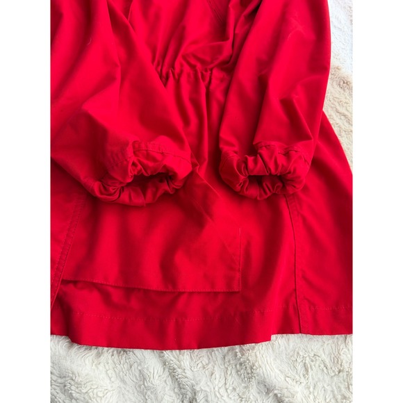 Nordstrom Vintage 90s Red Hooded Drawstring Waist Anorak Rain Jacket Hood S - Picture 10 of 17